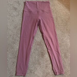 Like new, 25” high rise, ribbed aligns, mauve pink “velvet dust”